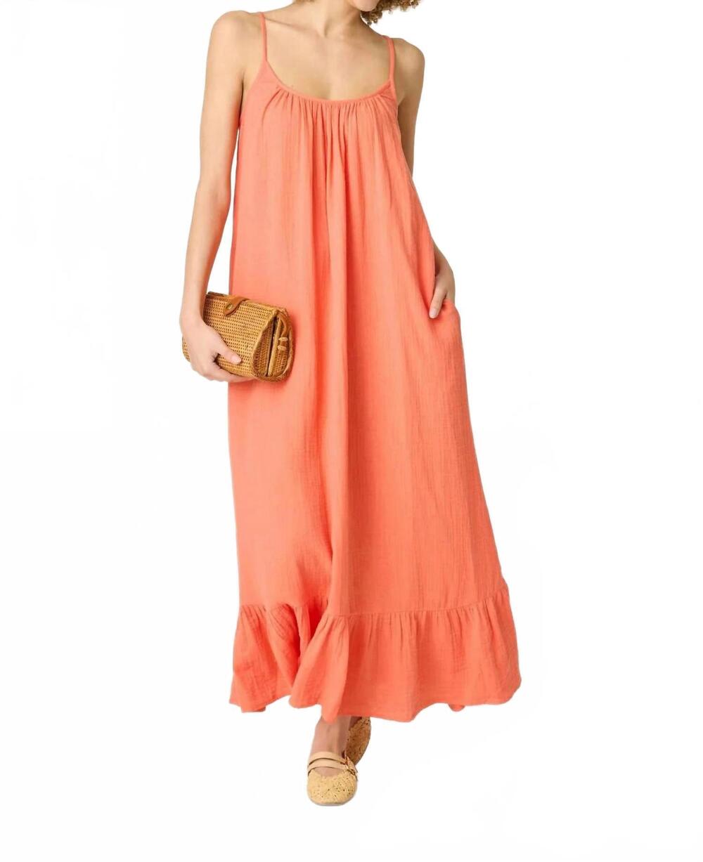 NEW PJ SALVAGE sea you in capri dress in hot coral